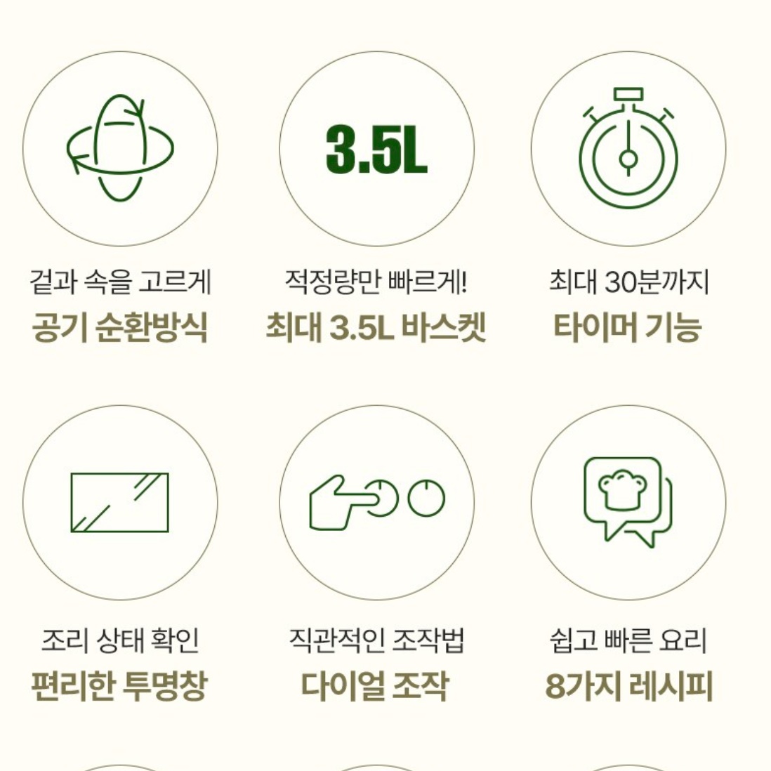 소형 에어프라이어 바스켓형 에어후라이어 미니 에어프라이기 에어프라이어기 3.5L