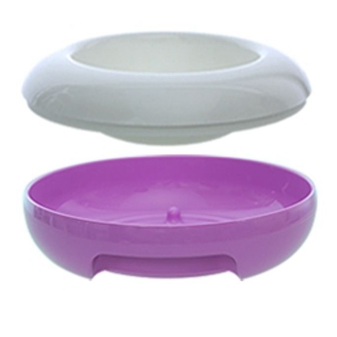 강아지 밥그릇 고양이 식기 애견 물그릇 보라화이트 M - 상품 이미지