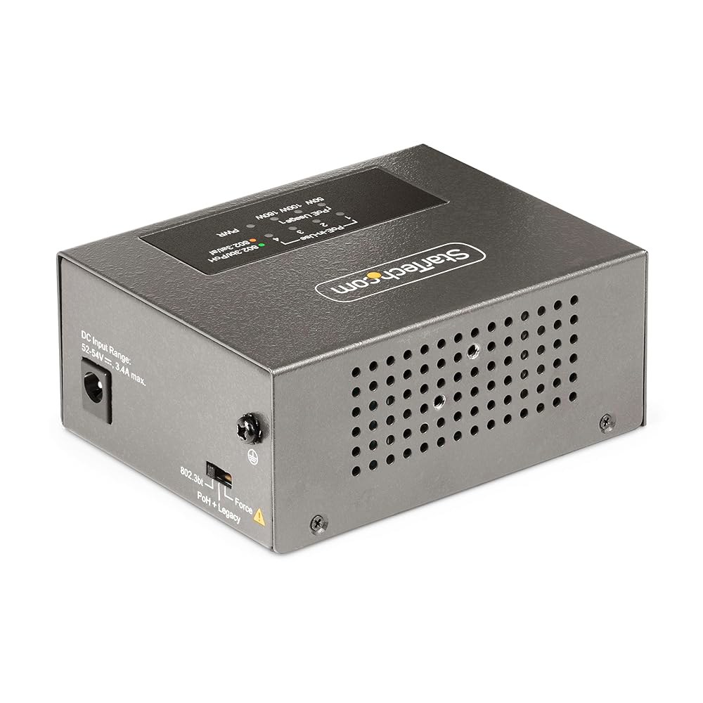 StarTech.com 4포트 멀티 기가비트 PoE++ 인젝터, 5/2.5/1G 이더넷(NSBASE-T), PoE /PoE+ /PoE++, 벽 /DIN 레일 마운트 가능, TAA - 상세 이미지 2
