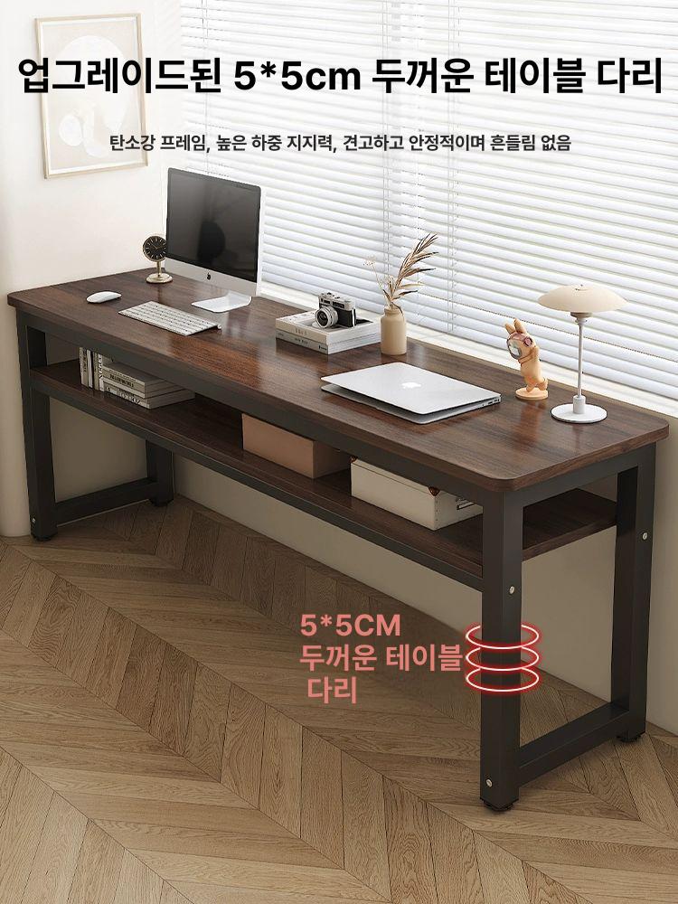 긴 테이블 책상 테이블 좁고긴 책꽂이선반 2단 - 상세 이미지 3