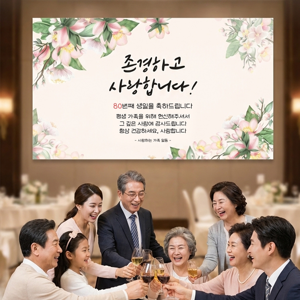 환갑 칠순 팔순 잔치 부모님 생신 축하 현수막 이벤트 5종 플랜카드 150X90cm - 상품 이미지