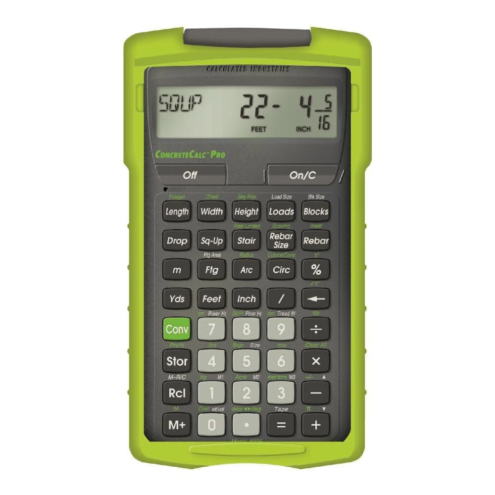 4225 ConcreteCalc Pro, 고급 피트 계산 수학 분수, 도구 콘크리트, 위한 포장 인치 구조 미터 석조, 견적을 - 상품 이미지