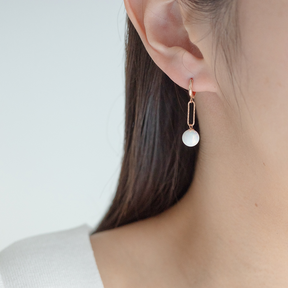 14k 8mm 합성오팔 컷팅 클립 원터치 귀걸이 OPPE0195 이미지 8