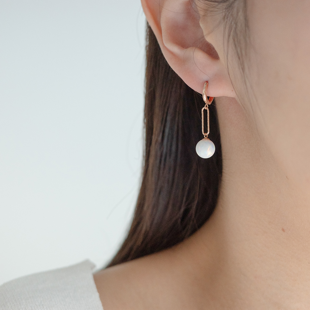 14k 8mm 합성오팔 컷팅 클립 원터치 귀걸이 OPPE0195 이미지 7