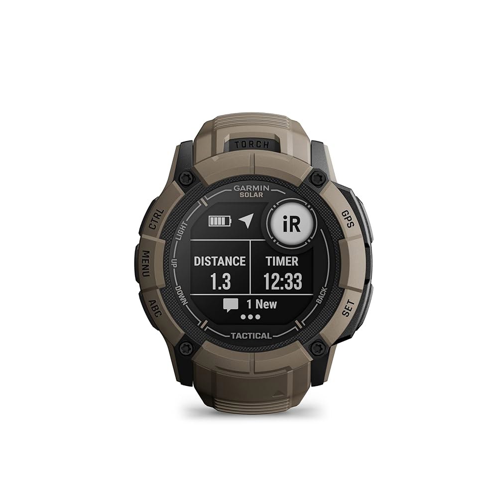 Garmin Instinct 2X Solar - 탄도 내장 충전 손전등, 택티컬 스마트워치, 견고한 계산기, 코요테 기능, 태양열 GPS 탠 에디션, - 상세 이미지 3
