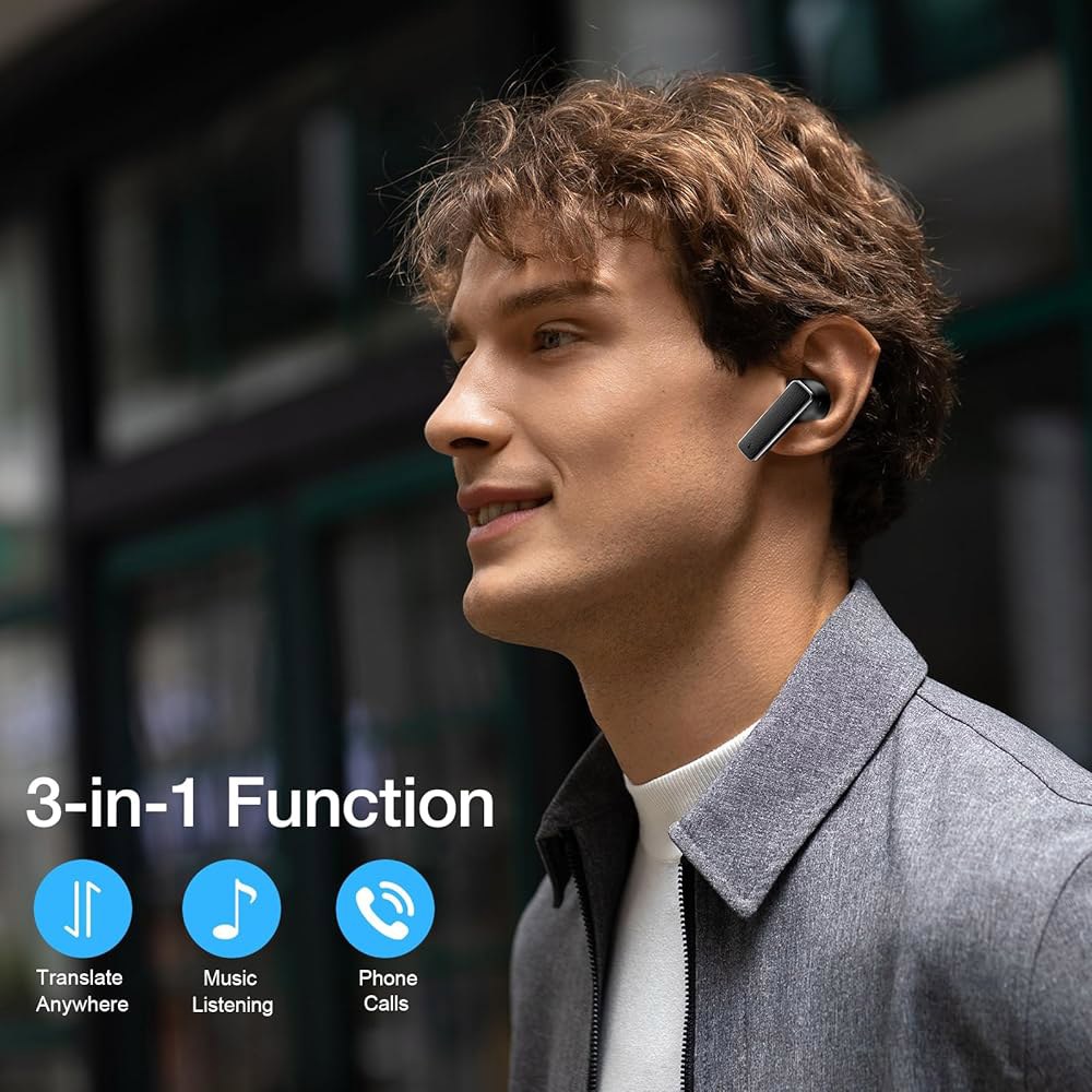 IAMJOY AI 번역 이어버드, 163 언어 노이즈 블랙 하이브리드 앱 마이크 42dB 번역기 장치, 내장 및 6개, 블루투스 양방향 캔슬링 White - 상세 이미지 3