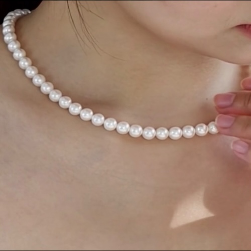 천연 담수 진주 목걸이 7.5mm~7.0mm AA급 - 상세 이미지 4
