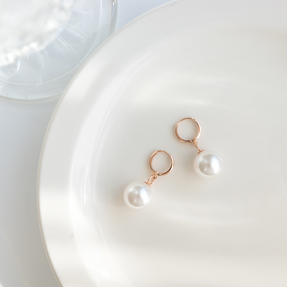 14k 12mm 진주 원터치 귀걸이 OPPE0186 - 상세 이미지 4