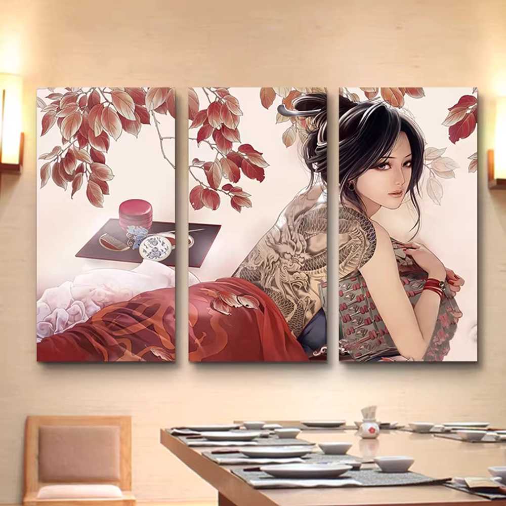 호쿠사이 액자 인쇄 벽걸이 파도 풍경 우키요에 그림 NSL-C01 3폭세트40x80cm단15mm 이미지 6