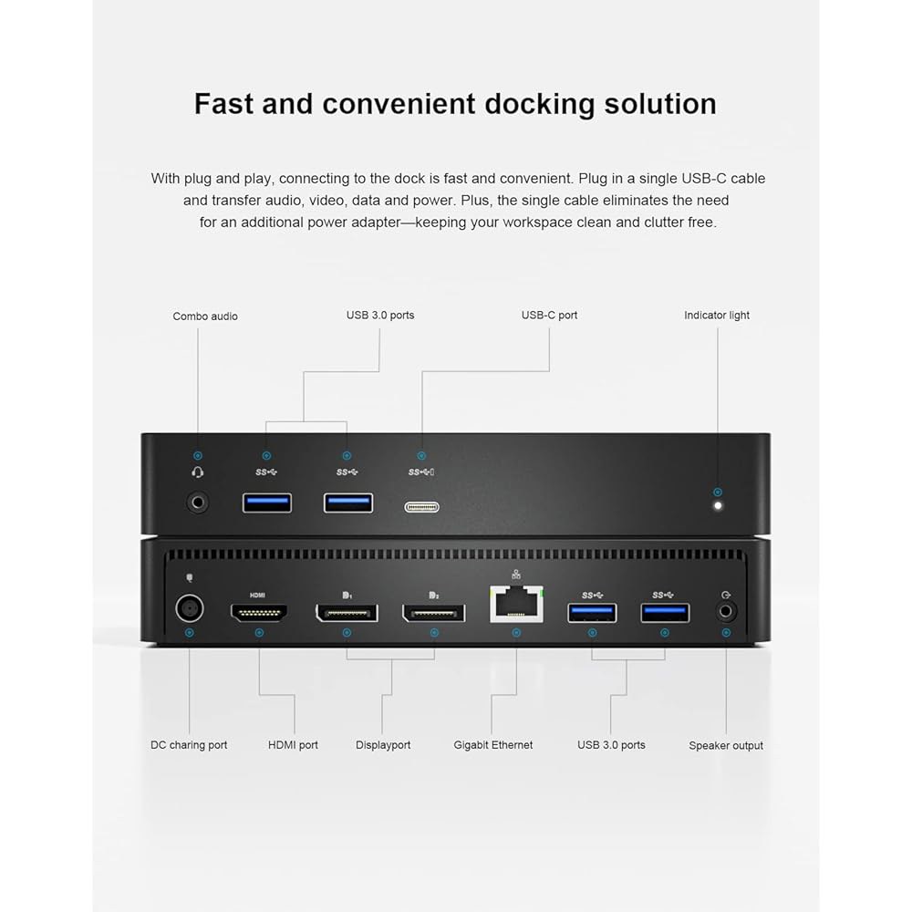 D6000 유니버설 도킹 스테이션, USB 3.0 및 C 싱글 5K 또는 트리플 4K 디스플레이 스테이션(Windows Mac용 포트 2개와 HDMI 포함)(1HDMI, 2DP, - 상세 이미지 3