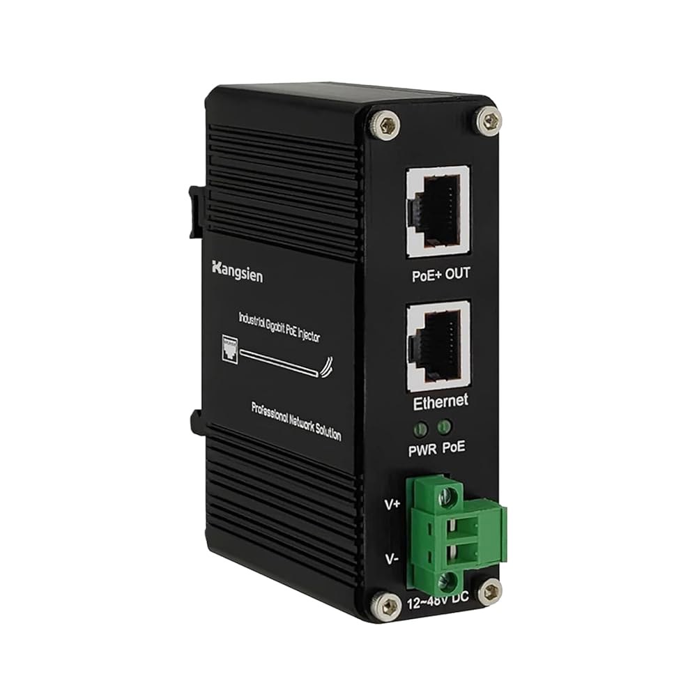 PoE 인젝터 강화 산업용 기가비트 PoE+ 인젝터, 12~48V 입력 어댑터, IEEE802.3af / 30W 출력 최대 328피트, 딘 레일 및 벽걸이 - 상품 이미지