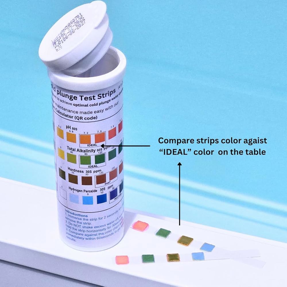 콜드 플런지 테스트 스트립, 4-in-1 과산화수소. 스마트 QR 계산기로 드립니다 수질 pH, 경도, 수질을 키트, 알칼리도, 스트립으로 단일 평가하세요. 도움을 - 상세 이미지 3