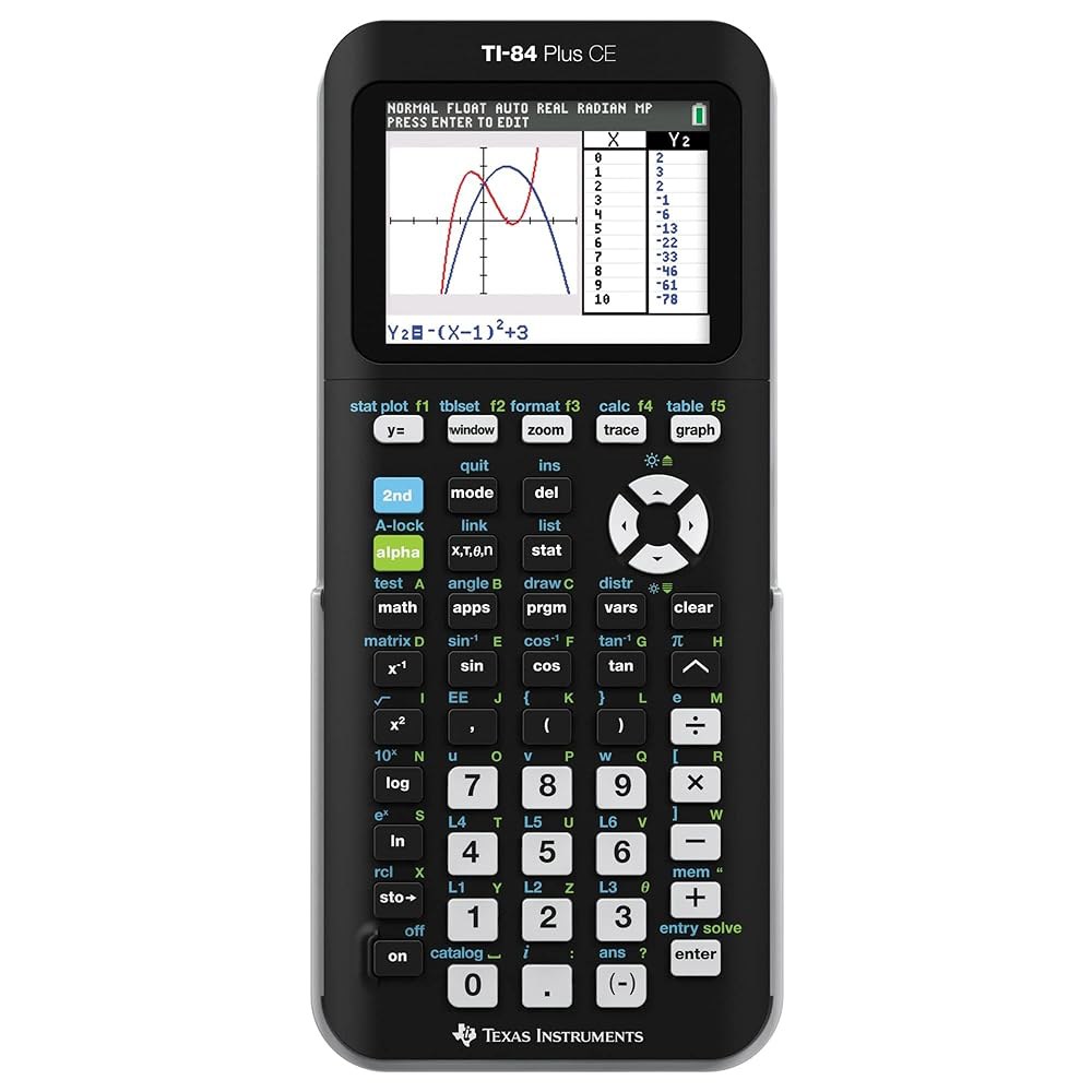 Texas Instruments TI-84 Plus CE 파이썬 그래핑 블랙 계산기, - 상품 이미지