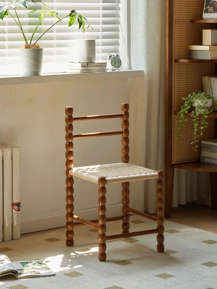 라탄 식탁 의자 원목 체어 엔틱 카페 인테리어 다이닝 체어 - 상세 이미지 4