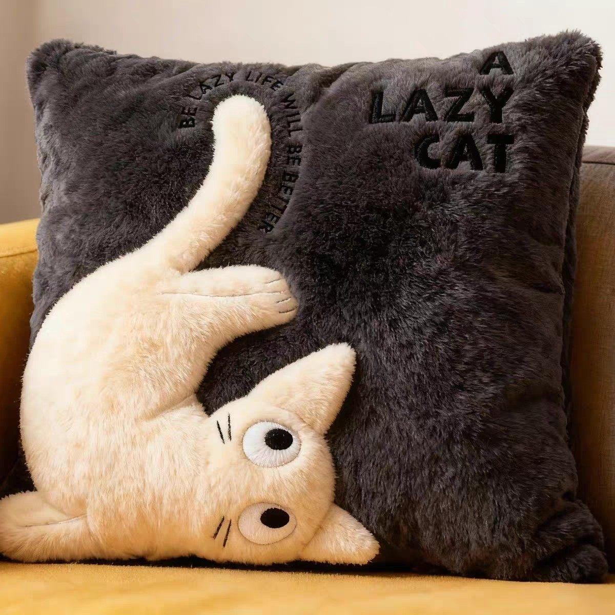 귀여운 고양이 소파 거실 선물용 베개 화이트캣