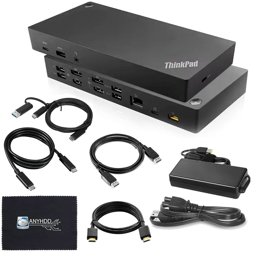 40AF0135US Lenovo 도킹 스테이션 듀얼 모니터 하이브리드 USB-C(USB-A 포함) - 1년 보증, Thinkpad Dock, 135W 어댑터, HDMI, 디스플레이 - 상품 이미지