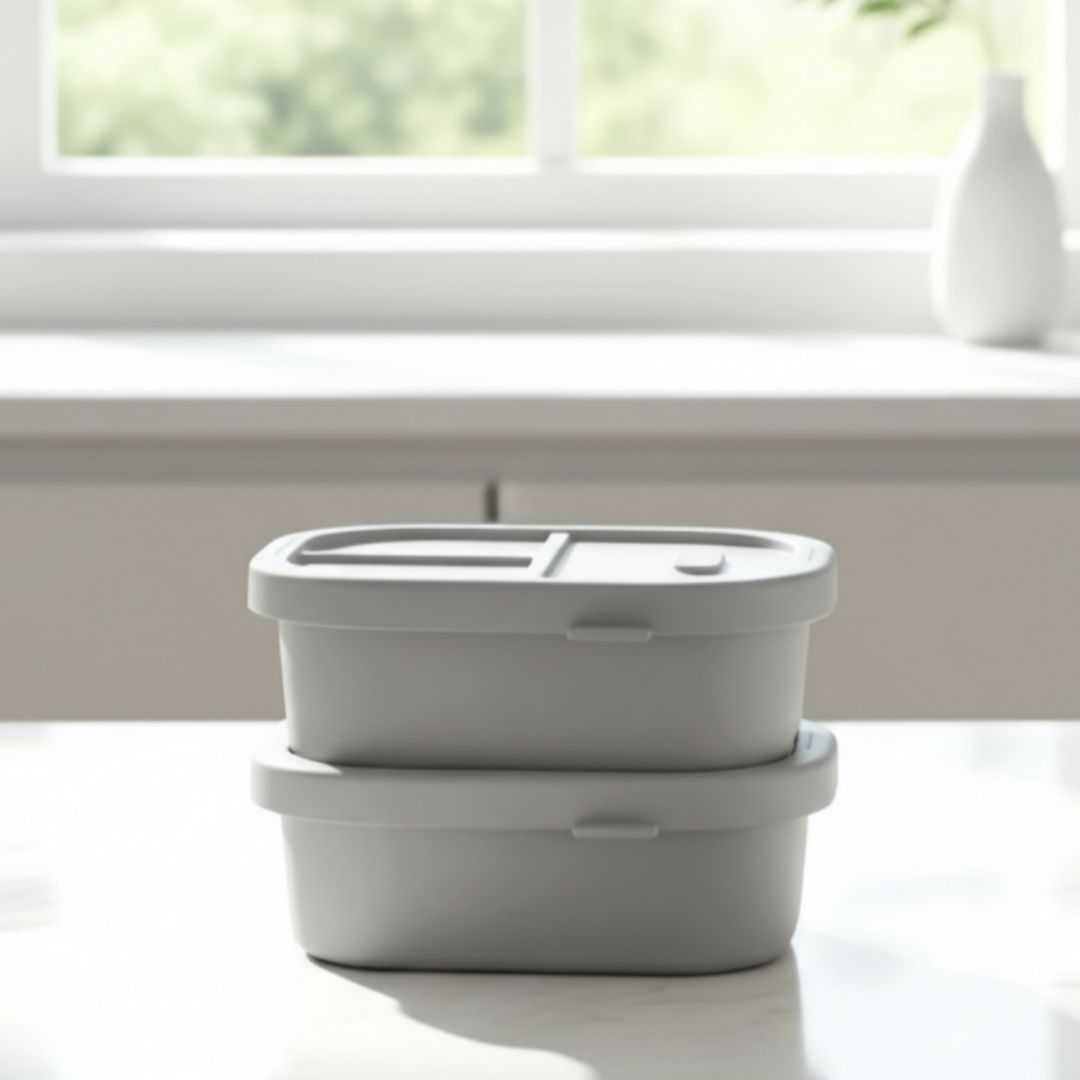 [N단독구성] 디아르 국내산 플래티넘 실리콘 도시락통 세트 650ml, 그레이 - 상품 이미지