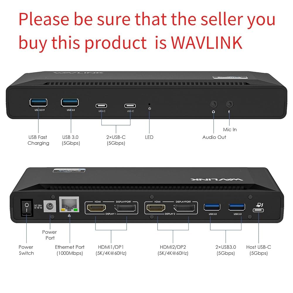 WAVLINK 범용 USB C 노트북 도킹 스테이션 듀얼 모니터 5K /4K@60Hz, 65W 호스트 충전 기능을 갖춘 Thunderbolt 4 /3, USB-C Windows, - 상세 이미지 2