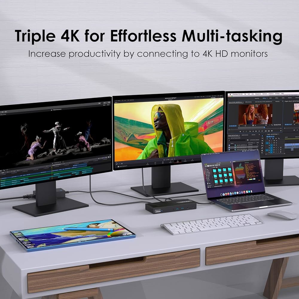 WAVLINK 디스플레이링크 도킹 스테이션 트리플 모니터 4K@60Hz, 썬더볼트 4/3용 100W 충전, USB C M1 M2 M3 M4 Mac /Windows /Chrome - 상세 이미지 3