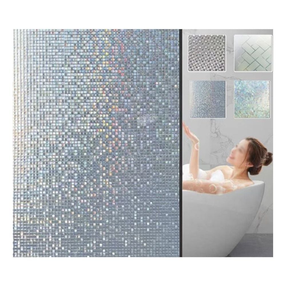 키밍 무접착 창문시트지 빈티지 유리 필름 스티커 체크 90cmx3m