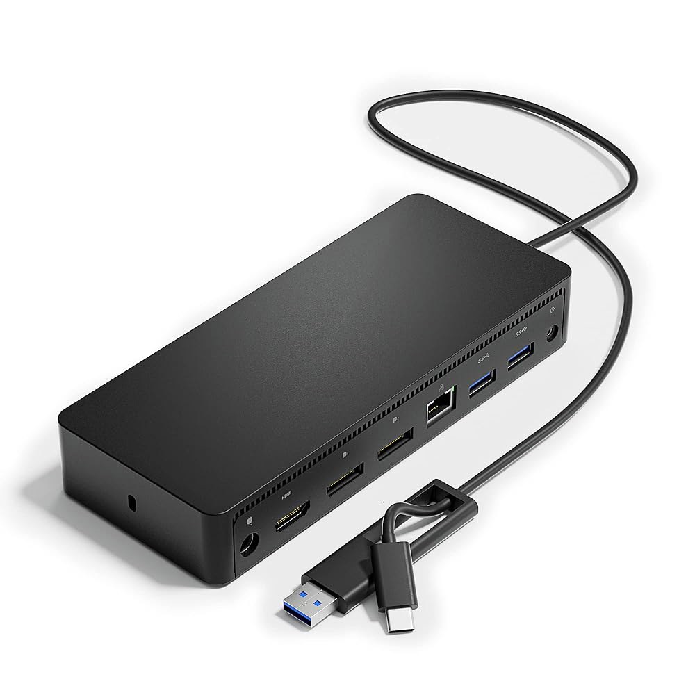 D6000 유니버설 도킹 스테이션, USB 3.0 및 C 싱글 5K 또는 트리플 4K 디스플레이 스테이션(Windows Mac용 포트 2개와 HDMI 포함)(1HDMI, 2DP, - 상품 이미지