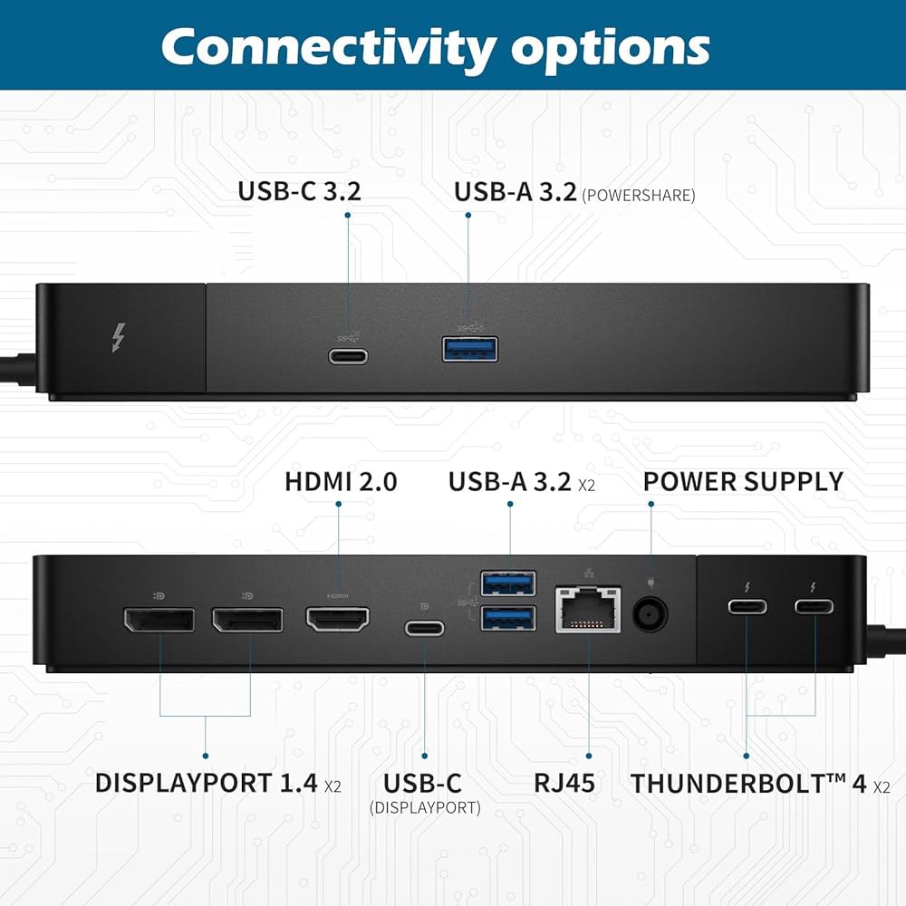 WD22TB4 도킹 스테이션, 퍼포먼스 델 썬더볼트 4 도크 - 1년 보증, 180W 전원 어댑터 포함 + 130W 공급 - 상세 이미지 2