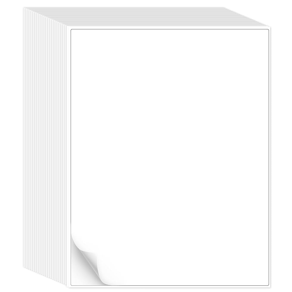 L LIKE 500 시트 8.5 x 11 전체 라벨, 매트, 및 잉크젯용 흰색 스티커 용지, 강력 (500 PCS) - 상품 이미지