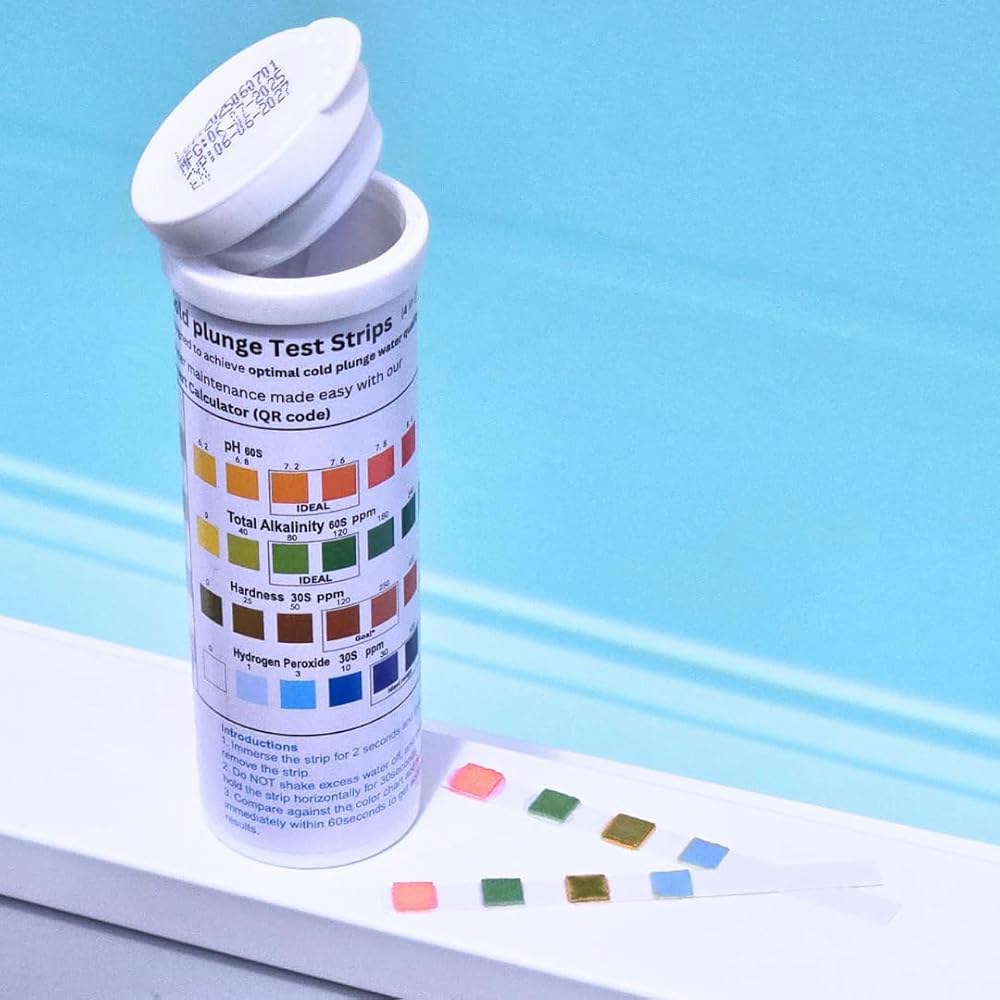 콜드 플런지 테스트 스트립, 4-in-1 과산화수소. 스마트 QR 계산기로 드립니다 수질 pH, 경도, 수질을 키트, 알칼리도, 스트립으로 단일 평가하세요. 도움을 - 상품 이미지
