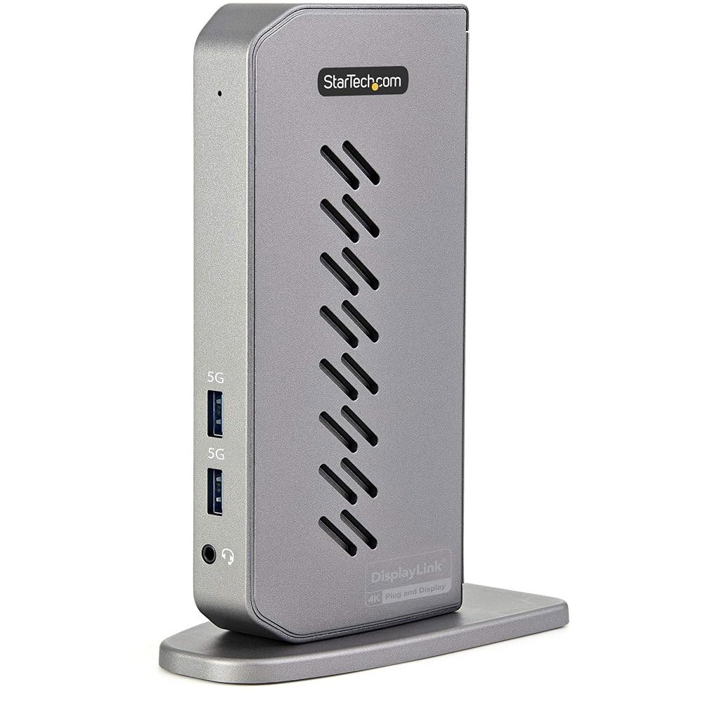 StarTech.com USB-C USB-A 도크 - 또는 노트북용 하이브리드 범용 USB 3.0 도킹 스테이션 듀얼 모니터 4K 60Hz HDMI /DisplayPort 6배 - 상품 이미지