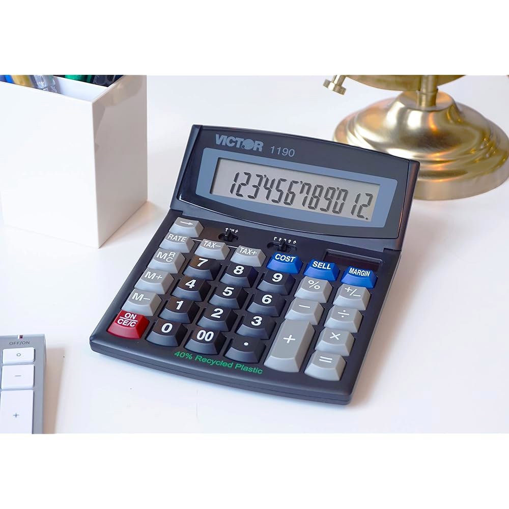 Victor 1190 이그제큐티브 데스크탑 계산기, 12자리 LCD Black 1 x 5.9 x 7.8 1190 - 상세 이미지 2