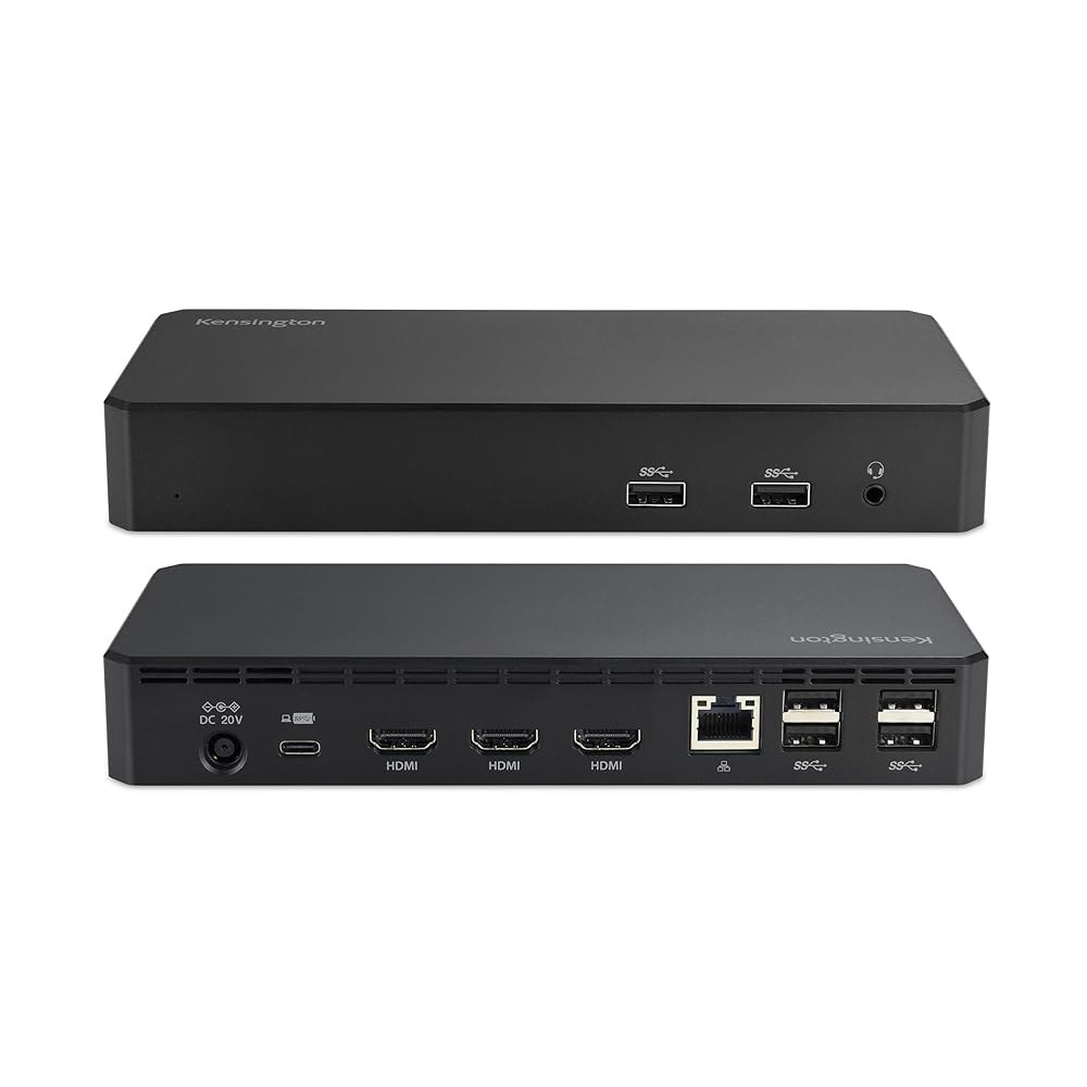 켄싱턴 SD4760P 11-in-1 USB-C 도킹 스테이션 트리플 모니터 디스플레이링크 스테이션, 3xHDMI, 노트북 100W 충전, 6xUSB A, 이더넷, 오디오, Mac - 상품 이미지