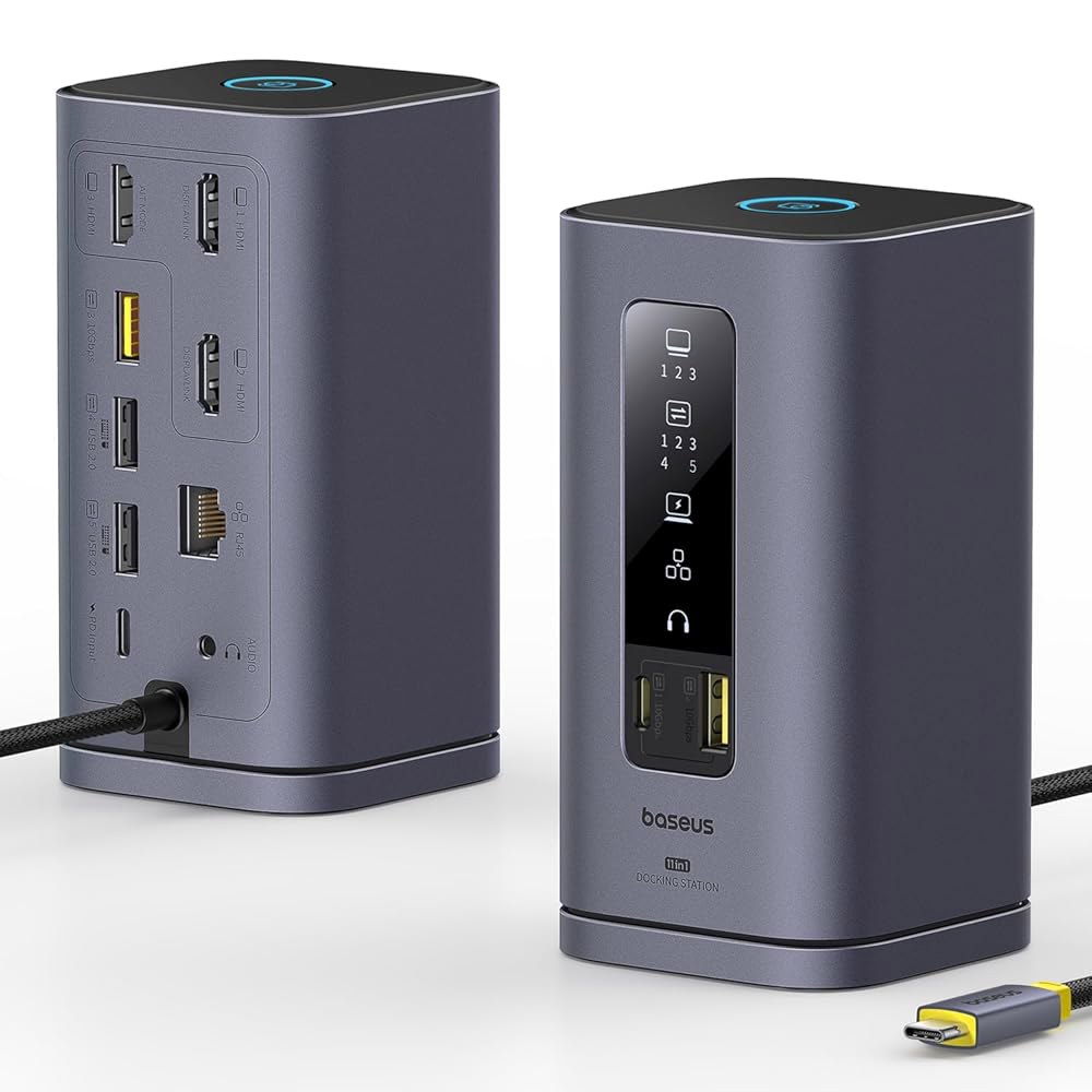 베이스어스 스페이스메이트(MAC) 도킹 스테이션, 4K HDMI, 10Gbps USB 포트, 100W PD, 기가비트 이더넷, 오디오, Mac용 노트북 스테이션 3 모니터 및 Wi - 상품 이미지