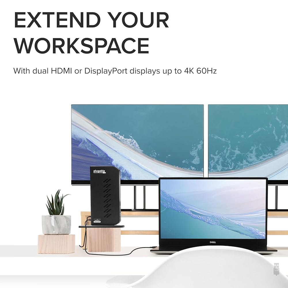 플러그형 듀얼 디스플레이포트 및 HDMI 도킹 스테이션 - 모니터, 디스플레이링크, Mac(드라이버 필요), ChromeOS Windows, 기가비트 이더넷 오디오용 USB 3.0 - 상세 이미지 2