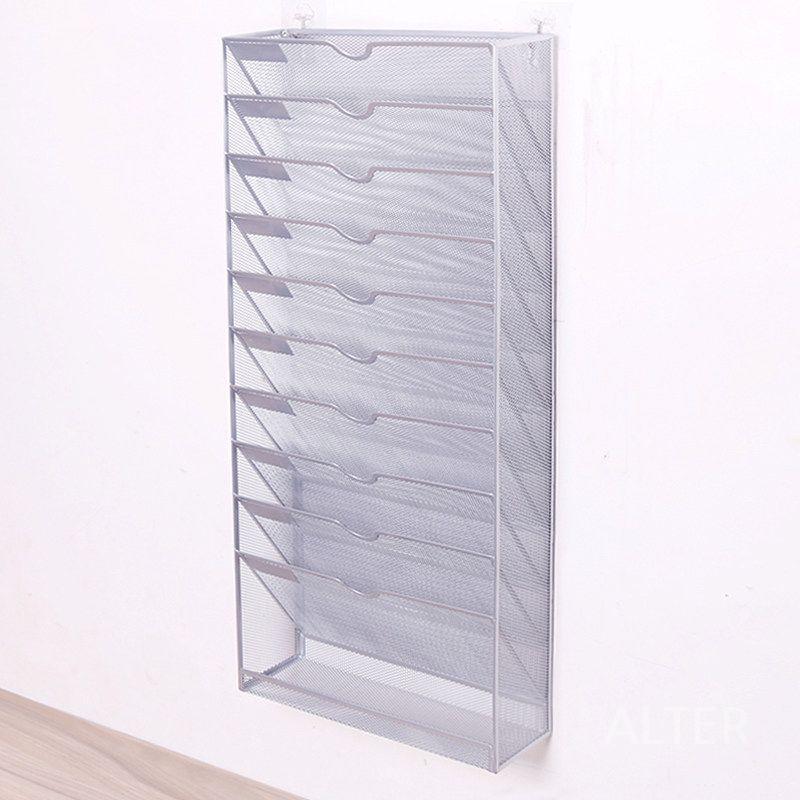 서류꽂이 정리함 파일 사무실 보관함 랙 A4 벽걸이 거치대 철제 문서 홀더 9층 실버 벽걸이 - 상세 이미지 5