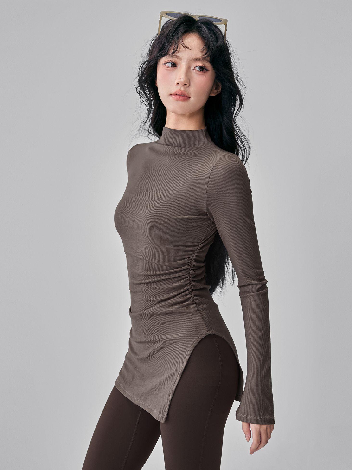 여성 긴팔 슬림핏 운동복 커버업 허리커버 운동 - 상세 이미지 4