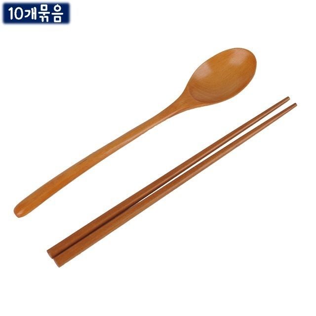 옻칠 수저 세트 10묶음 나무 원목 - 메인 이미지