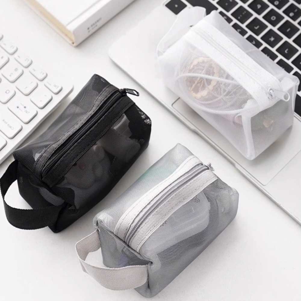 미니메쉬파우치 립 화장품 usb 케이블 망사파우치 목욕 뷰티 작은 가방속이너백 정리 2p - 상세 이미지 5