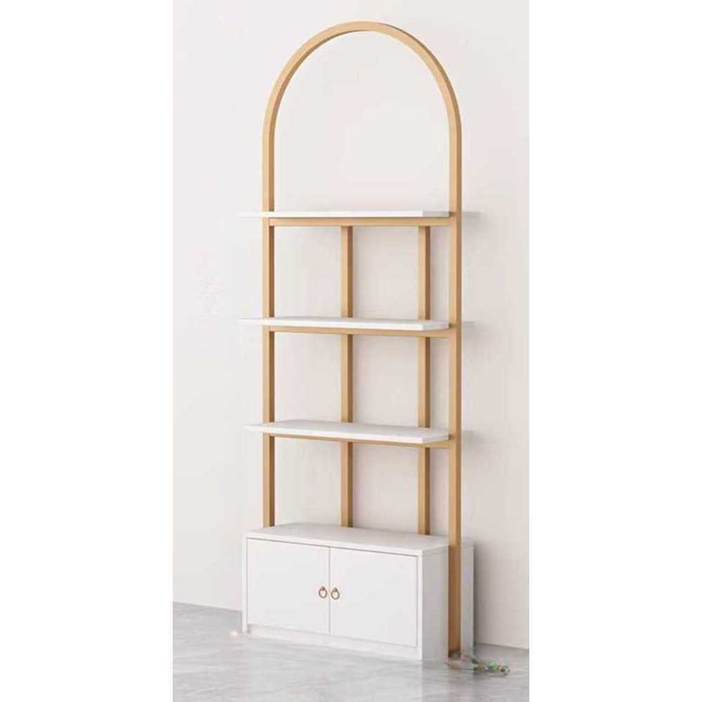 화장품 진열장 캐비닛 선반 정리 매대 철제 서랍포함 80x30x210cm 골드 프레임 - 상품 이미지