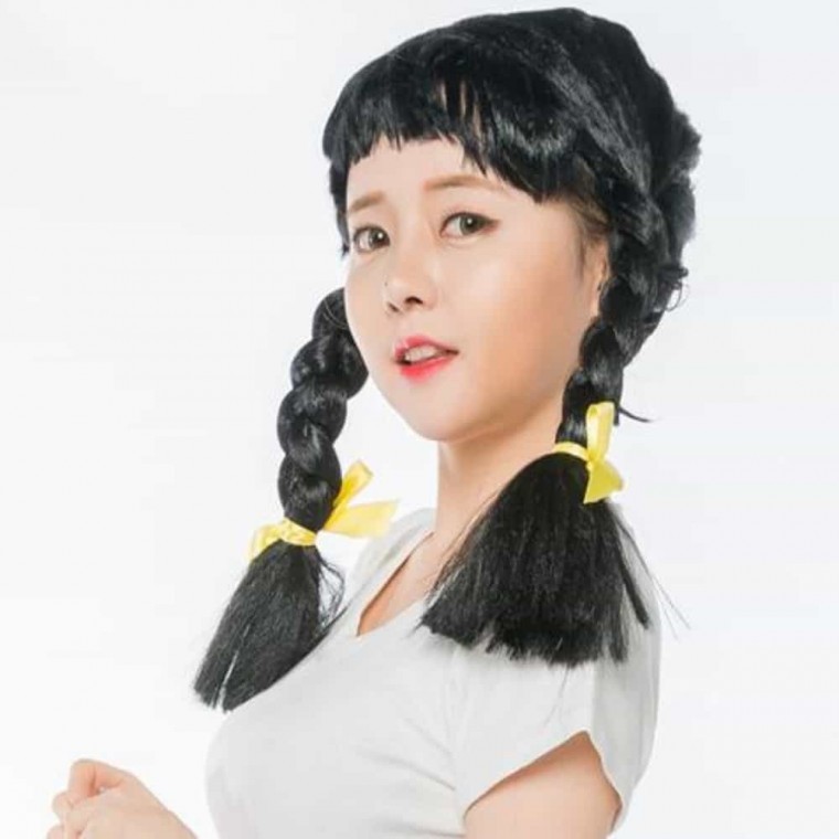 파티 삐삐 가발 오렌지 행사가발 염색가발 컬러가발 여장가발 졸업사진소품 공연가발 칼라가발 분장가발 핑 - 메인 이미지