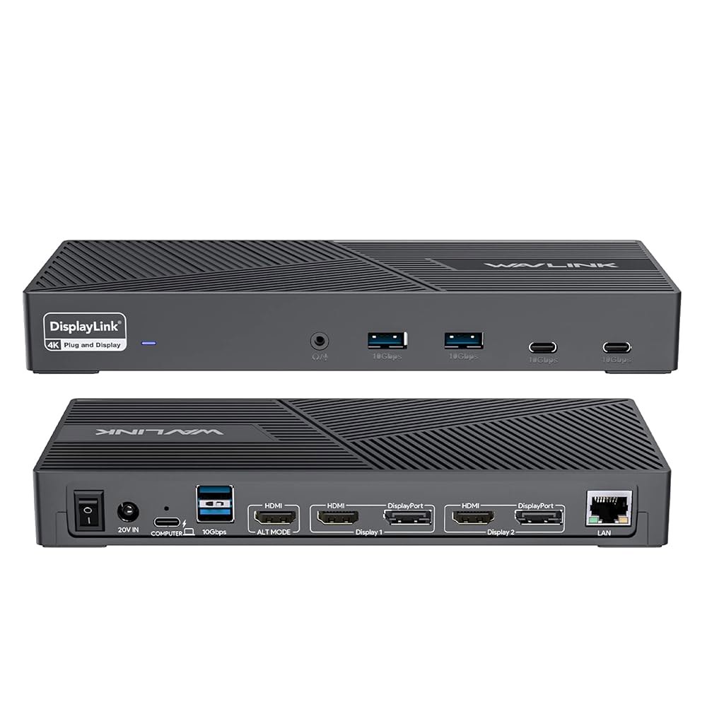 WAVLINK 디스플레이링크 도킹 스테이션 트리플 모니터 4K@60Hz, 썬더볼트 4/3용 100W 충전, USB C M1 M2 M3 M4 Mac /Windows /Chrome - 상품 이미지
