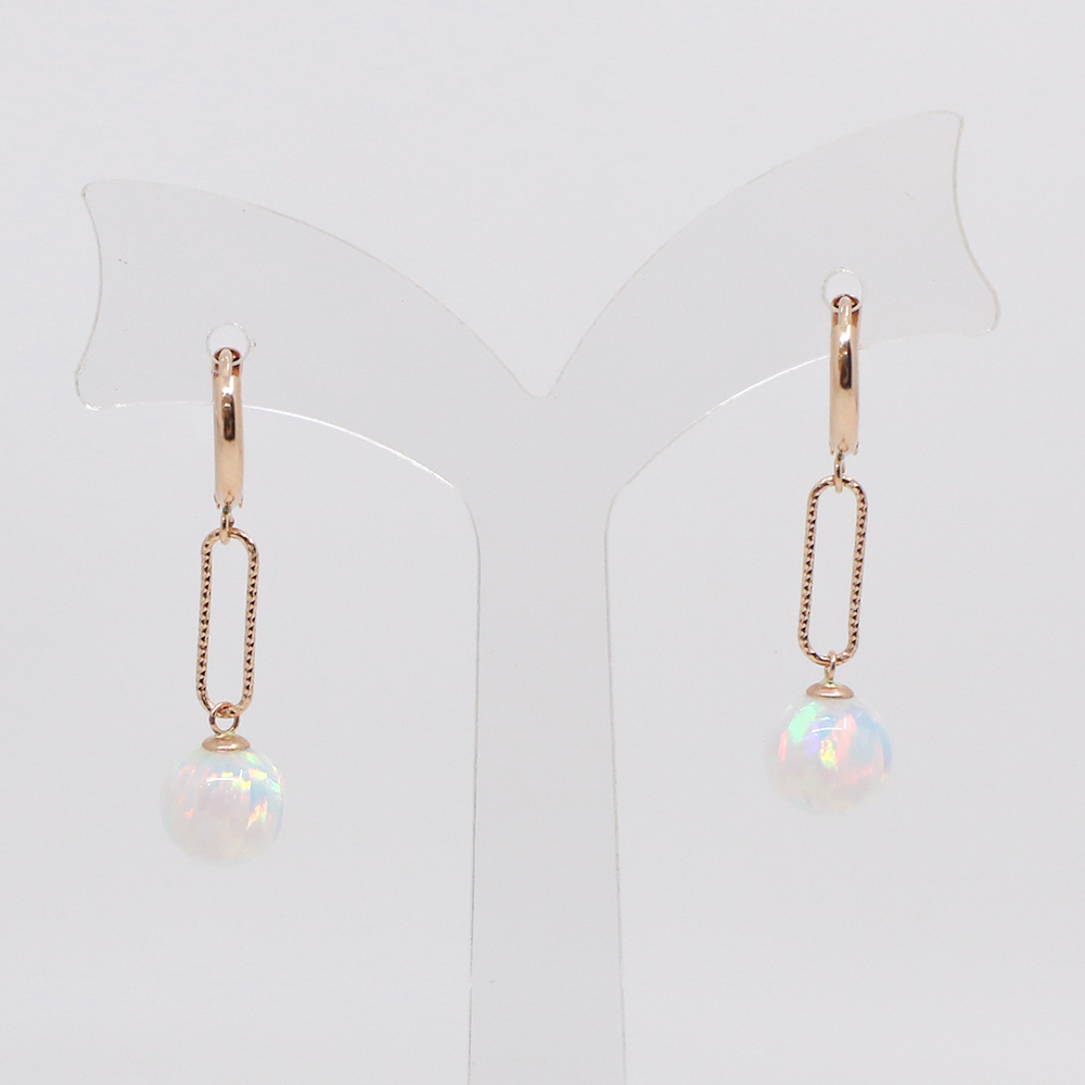 14k 8mm 합성오팔 컷팅 클립 원터치 귀걸이 OPPE0195 이미지 6