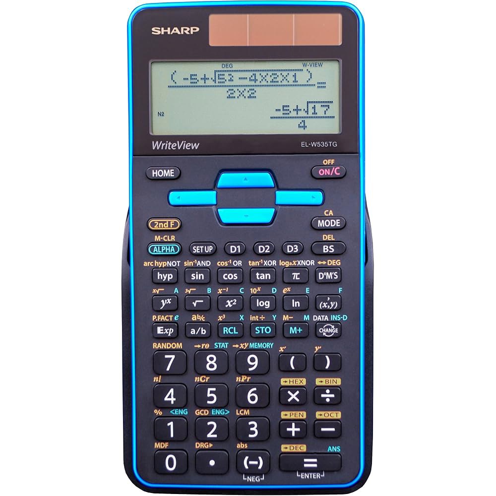 Sharp Calculators EL-W535TGBBL 16자리 공학용 16.3cm x 4라인 및 블랙, 전원 하이브리드 & 포함, 7.9cm 1.5cm 태양열 블랙 디스플레이, - 상품 이미지