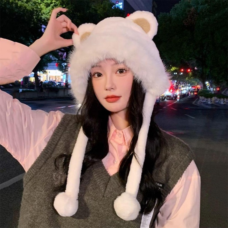 후드 귀달이 털 모자 겨울 방한 모자 귀마개 방한모자 귀마개모자 캠핑룩 털모자 곰돌이모자 버킷햇 - 상품 이미지
