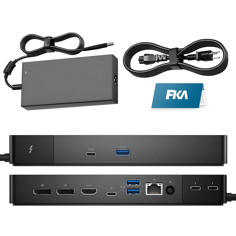 WD22TB4 도킹 스테이션, 퍼포먼스 델 썬더볼트 4 도크 - 1년 보증, 180W 전원 어댑터 포함 + 130W 공급 - 상품 이미지