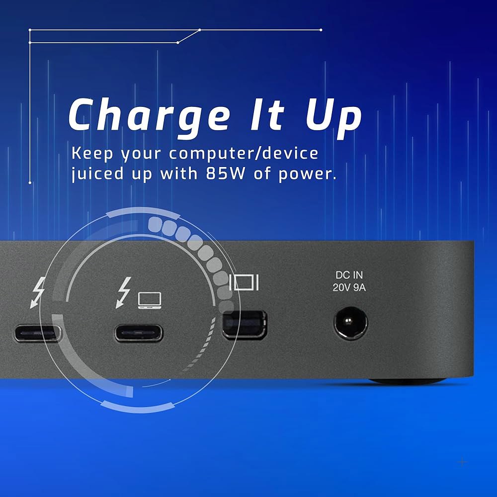 OWC 14포트 썬더볼트 독, 85W 충전, (2) 40Gb/s (USB-C), (5) USB 3.2 타입-A, (10Gb/s) 타입-C, 미니 디스플레이포트, GbE, 오디오, - 상세 이미지 3