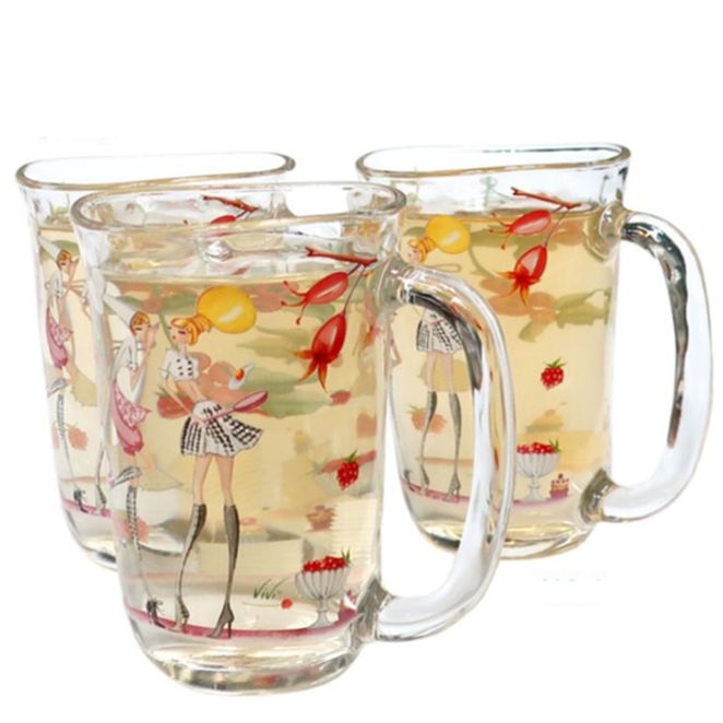 유리 머그컵 머그잔 커피잔 유리컵 물컵 410ml 3P - 메인 이미지