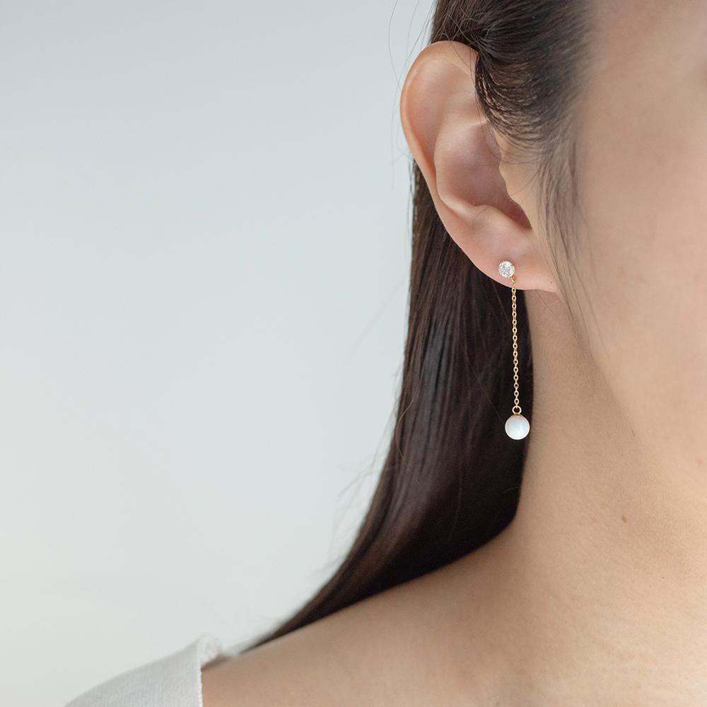 14k 6mm 합성오팔 큐빅 드롭 귀걸이 OPPE0198 이미지 7
