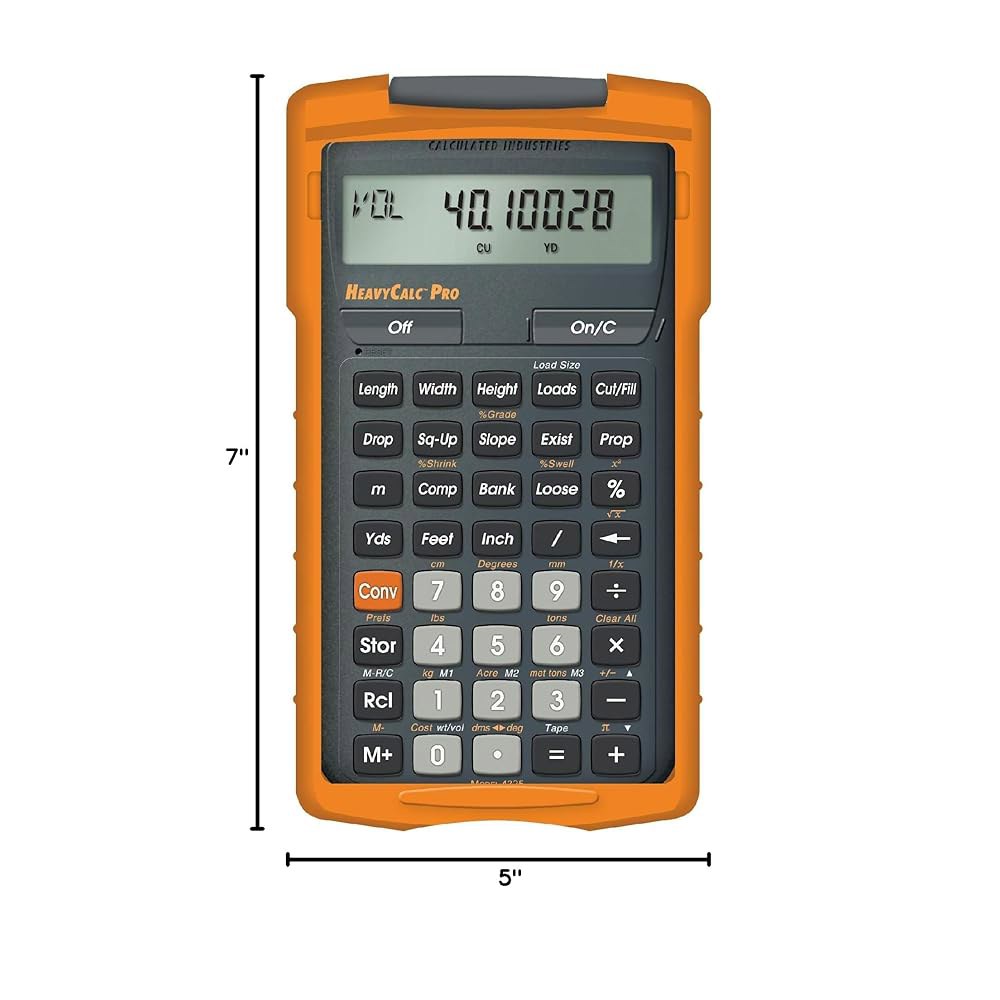 Calculated Industries 4325 HeavyCalc Pro 고속도로 중장비 위함 도구, 작업자들을 계산기 구조 및 추정기, 피트-인치, 10분의1, 미터법 굴착기, - 상세 이미지 2