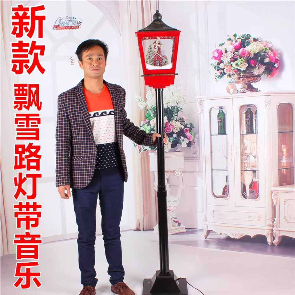 크리스마스 가로등 오르골 스노우볼 눈사람 인테리어 빨간색 탁상형 이미지 8