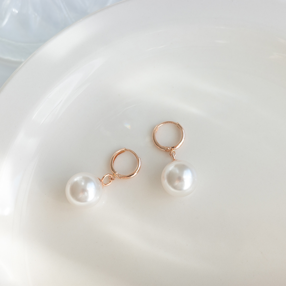 14k 12mm 진주 원터치 귀걸이 OPPE0186 - 상세 이미지 2